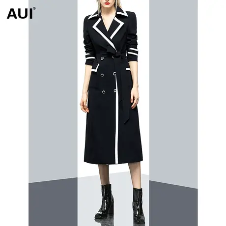 黑色长款过膝风衣大衣女秋冬2021新款设计感小众品牌高端气质外套商品大图