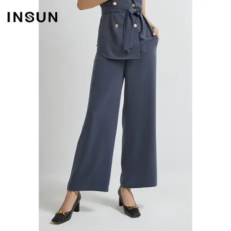 恩裳奥莱夏季风烟灰色阔腿西装裤图片