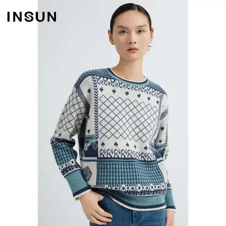 INSUN恩裳线上专选冬季提花可机洗巴素兰羊毛衫商品大图