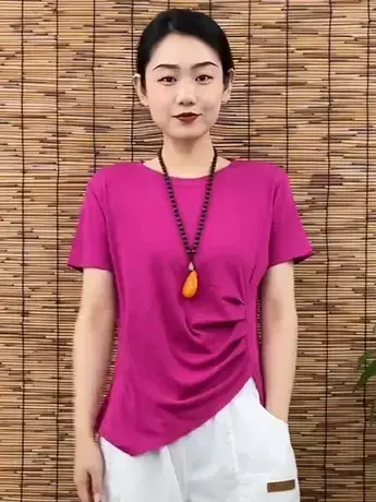 不规则短袖女士夏季2023年新款韩版时尚修身洋气减龄T恤百搭潮款图片