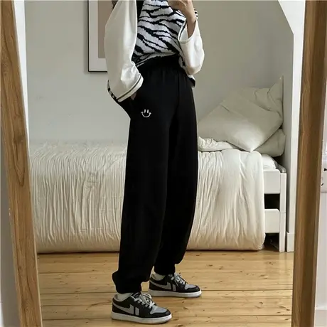 阔腿裤女夏季薄款宽松卫裤小个子高腰直筒休闲运动束脚长裤潮ins图片