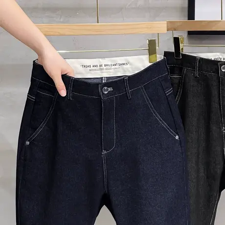 男士牛仔裤春秋季2023新款潮牌修身九分裤百搭韩版潮流直筒长裤子图片
