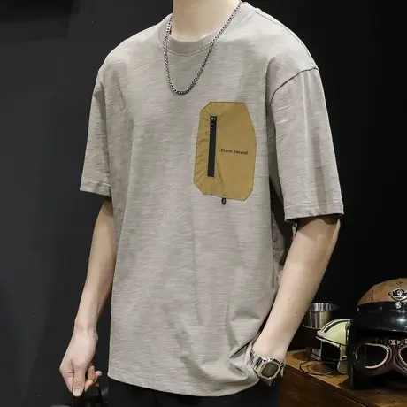 重磅口袋短袖t恤男士半袖上衣潮牌大码2024新款男装体恤男款夏季商品大图