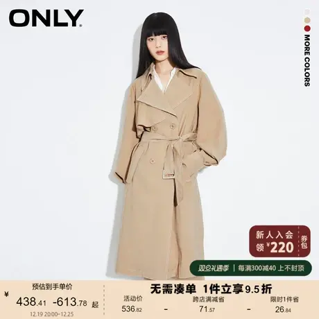 ONLY奥莱百搭简约通勤风开叉宽松中长款风衣女商品大图