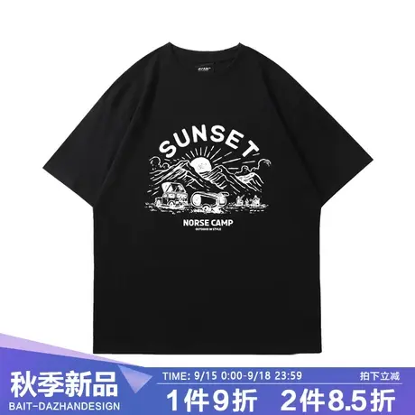 欧美复古百搭黑色短袖女t恤oversize宽松显瘦小众潮牌半袖上衣夏商品大图