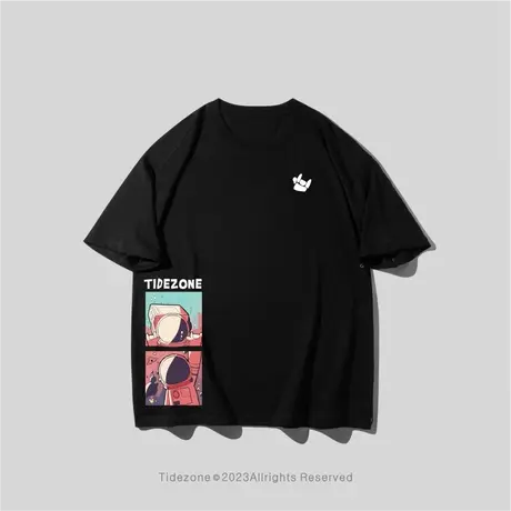 Ohlyah重磅纯棉NASA宇航员印花短袖男女同款圆领宽松情侣学生打底图片