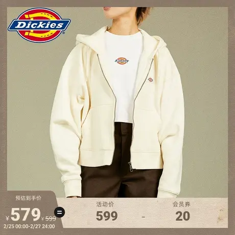 Dickies 秋冬女式加绒短款美式卫衣开衫连帽 运动休闲图片