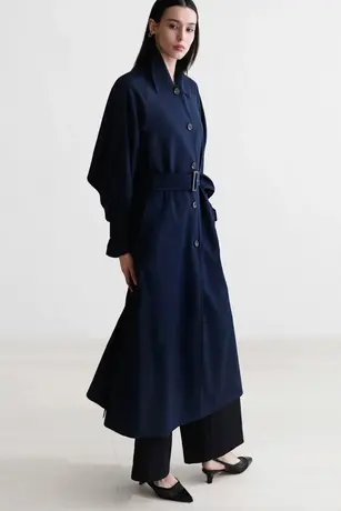 纯诗曼春新款气质时尚chic风衣女显瘦系带慵懒风中长款过膝外套潮商品大图