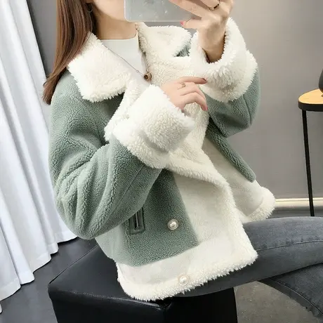 羊羔毛绒外套女春秋款2023新款秋冬洋气女士短款爆款皮毛一体加厚图片