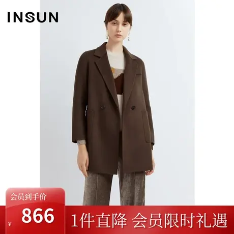 恩裳2022冬季时尚率性复古感舒适羊毛双面呢毛呢外套商品大图