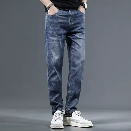 宽松牛仔裤男2023夏季新款蓝色潮牌直筒男士休闲百搭时尚薄款裤子商品大图