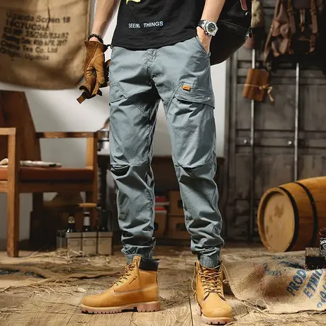 工装裤子男夏季新款宽松直筒微锥男士休闲裤束脚运动裤潮流百搭潮图片