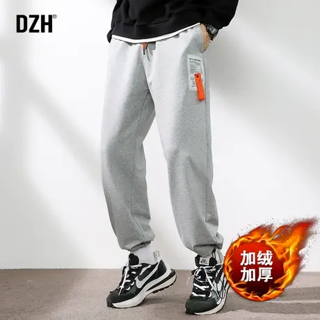 男士灰色运动裤男冬加绒加厚宽松裤子2021新款休闲裤束脚卫裤潮牌图片