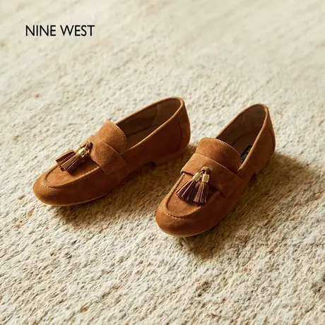 Nine West/玖熙2025夏季新款轻奢风绒面单鞋女复古美拉德风乐福鞋图片
