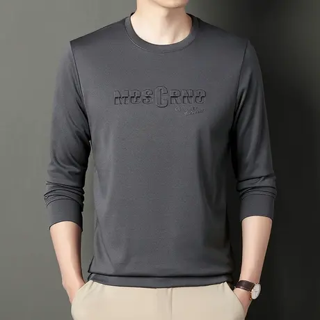 春秋新款卫衣男士长袖打底衫字母圆领高级轻奢上衣服套头百搭潮流商品大图