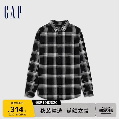 Gap男装秋季2023新款法兰绒通勤翻领长袖衬衫787635时尚休闲上衣图片