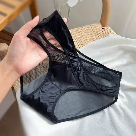 3条新款法式蕾丝网纱内裤女性感高级欲纯风透气纯棉裆中腰三角裤商品大图