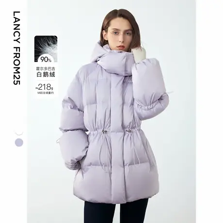 朗姿霍尔多巴吉白鹅绒设计感小众连帽外套女2024年冬季新款羽绒服图片