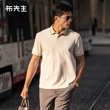 MrBu布先生商务撞色领T恤2025夏新款罗纹装饰polo衫短袖男AT16070图片