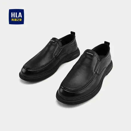 HLA/海澜之家质感牛皮休闲鞋25新撞色字母圆头透气弹力鞋口鞋子男商品大图