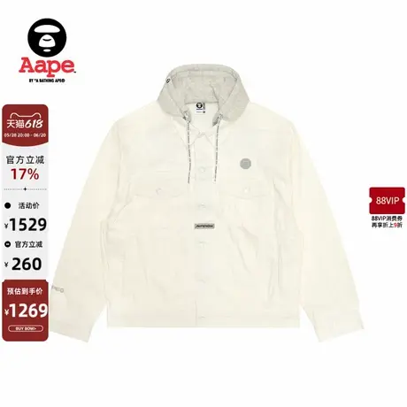 Aape男装春秋可拆卸帽猿人徽章休闲潮流水洗牛仔夹克外套7700XAN商品大图