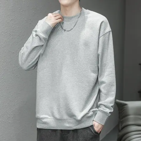 350g重磅男士卫衣2023新款秋冬季摇粒绒圆领无帽长袖t恤加绒加厚商品大图