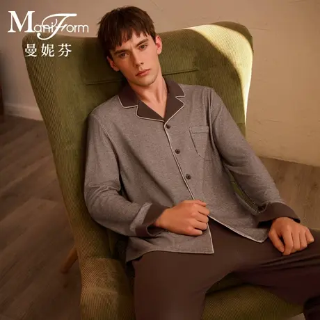曼妮芬男士家居服套装秋冬睡衣起居服商品大图