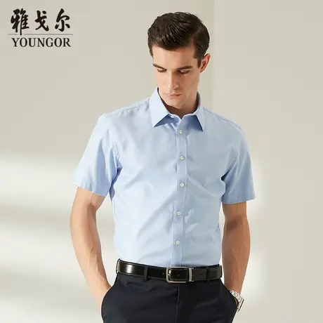 雅戈尔奥莱 男装免烫易打理商务休闲柔软短袖衬衫男商品大图