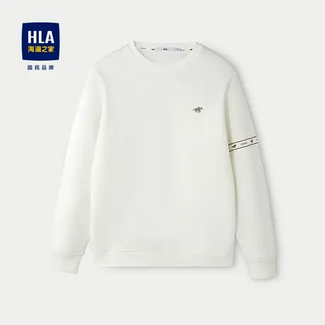 HLA/海澜之家休闲卫衣2025秋季新款修身圆领弹柔珠地绣花上衣男图片