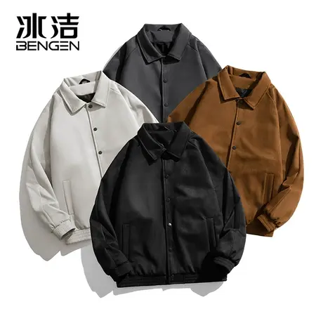 冰洁麂皮绒外套男款春秋季潮牌美式夹克宽松痞帅青少年棒球服XT商品大图