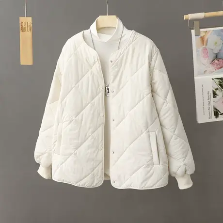 高级感棒球服外套2023新款爆款白色棉衣棉服女秋冬加厚小个子香风图片