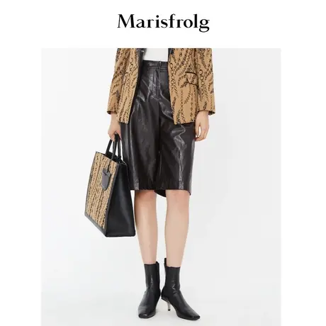 【商场同款】玛丝菲尔女装冬季新款五分深咖休闲裤裤子商品大图