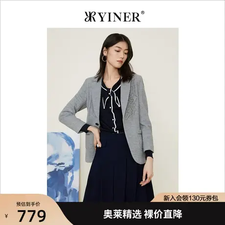 YINER音儿女装秋季新款亮丝艺术线条羊毛短外套商品大图