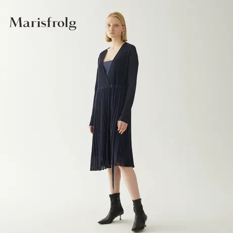 Marisfrolg/玛丝菲尔v领毛针织衫女2019秋季新款时尚薄款开衫外套图片