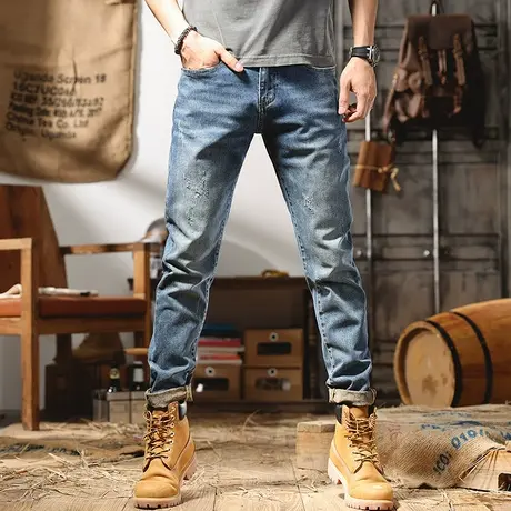 2022春夏新款高端牛仔裤男潮牌韩版潮流长裤子修身小脚裤百搭显瘦图片