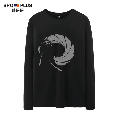 胖哥哥大码男装长袖T恤男纯棉宽松体恤加肥加大春季款肥佬打底衫商品大图