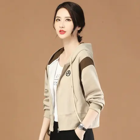 韩潮袭人宽松休闲开衫连帽卫衣外套女2024春季新款百搭夹克棒球服图片