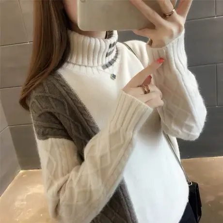 毛衣2024新款春秋季春款春装女士高领加绒女装宽松外穿打底衫洋气商品大图