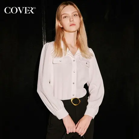 COVER秋季波浪肌理弹力光泽感衬衫商品大图