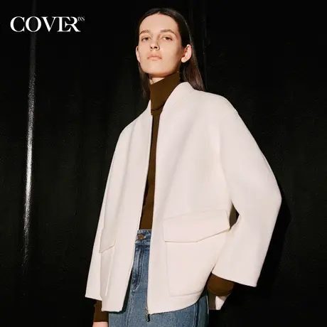 COVER冬季高支羊毛立领拉链毛呢外套商品大图