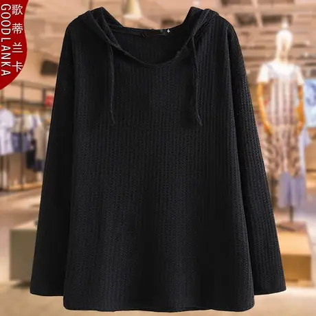 加肥加大码女连帽上衣春装新款2022洋气减龄中年40岁妈妈宽松帽衫商品大图