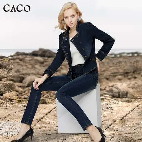 牛仔套装夹克女复古时尚短外套修身显瘦设计感牛仔衫2024春两件套商品大图