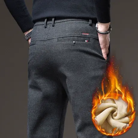 加绒保温商务西裤冬季2024年新款外穿防风加厚休闲裤子秋冬款男装商品大图