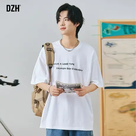 男生白色短袖男潮牌潮流宽松纯棉男装2023年新款半袖t恤美式重磅商品大图