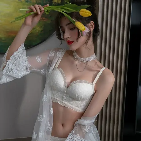 内衣女士小胸聚拢收副乳防下垂无钢圈文胸加厚平胸专用调整型胸罩商品大图