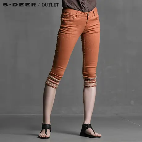 s.deer【上新】圣迪奥女装部落风情刺绣中裤S14280701商品大图