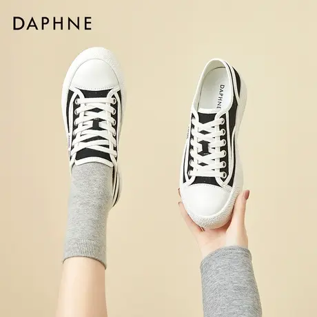 达芙妮厚底帆布鞋2021年新款女百搭ins潮黑色热销榜女鞋港风板鞋商品大图