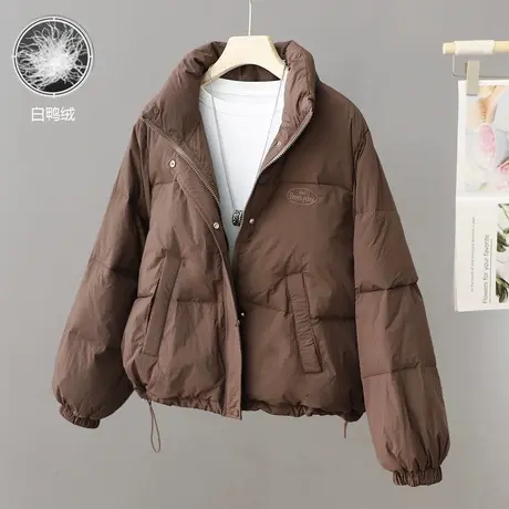 韩范时尚2024冬季新款轻薄羽绒服保暖立领短款女小个子外套白鸭绒商品大图