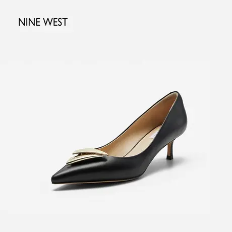 Nine West/玖熙几何饰扣法式尖头单鞋2024年春季新款浅口高跟鞋图片