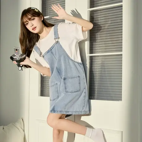 唐狮牛仔背带裙小个子连衣裙女夏牛仔背带连衣裙女装裙子女夏季s2图片